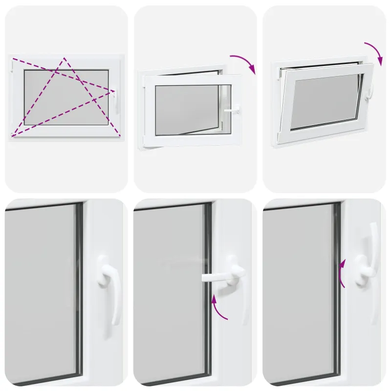 Požeminio lango RISOR 80 x 50 cm PVC ir stiklas Balta