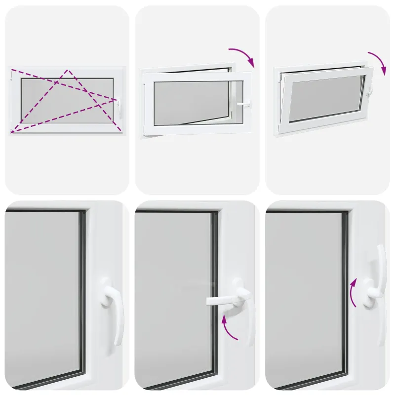 Požeminio lango RISOR 100 x 60 cm PVC ir stiklas Balta