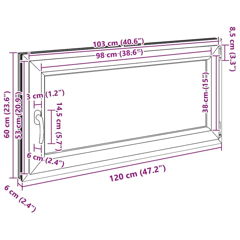Požeminio lango RISOR 120 x 60 cm PVC ir stiklas Balta