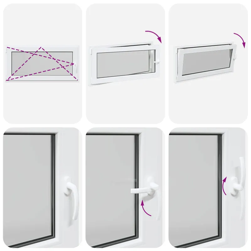 Požeminio lango RISOR 120 x 60 cm PVC ir stiklas Balta