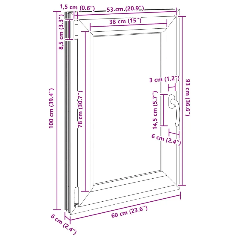 Požeminio lango RISOR 60 x 100 cm PVC ir stiklas Balta