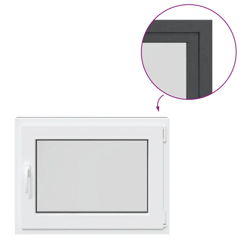 Požeminio lango RISOR 80 x 60 cm PVC ir stiklas Antracito