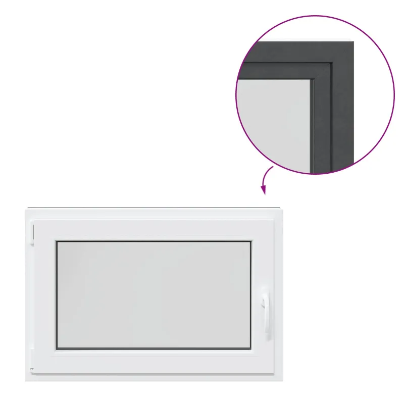 Požeminio lango RISOR 90 x 50 cm PVC ir stiklas Antracito