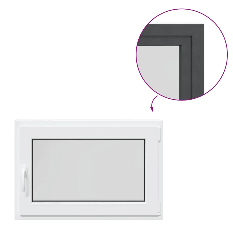 Požeminio lango RISOR 90 x 60 cm PVC ir stiklas Antracito