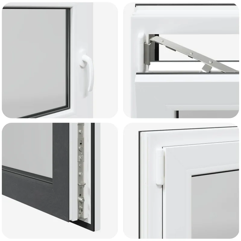 Požeminio lango RISOR 100 x 60 cm PVC ir stiklas Antracito