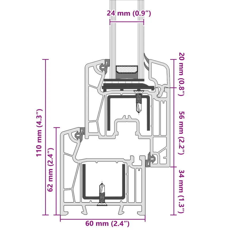 Požeminio lango RISOR 100 x 70 cm PVC ir stiklas Antracito