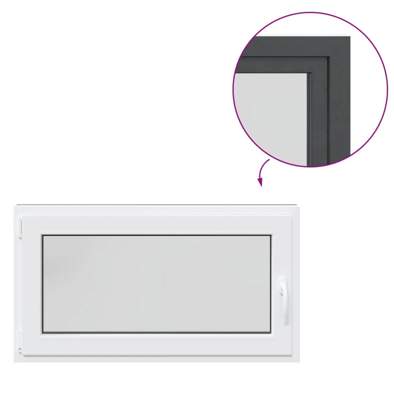 Požeminio lango RISOR 110 x 50 cm PVC ir stiklas Antracito