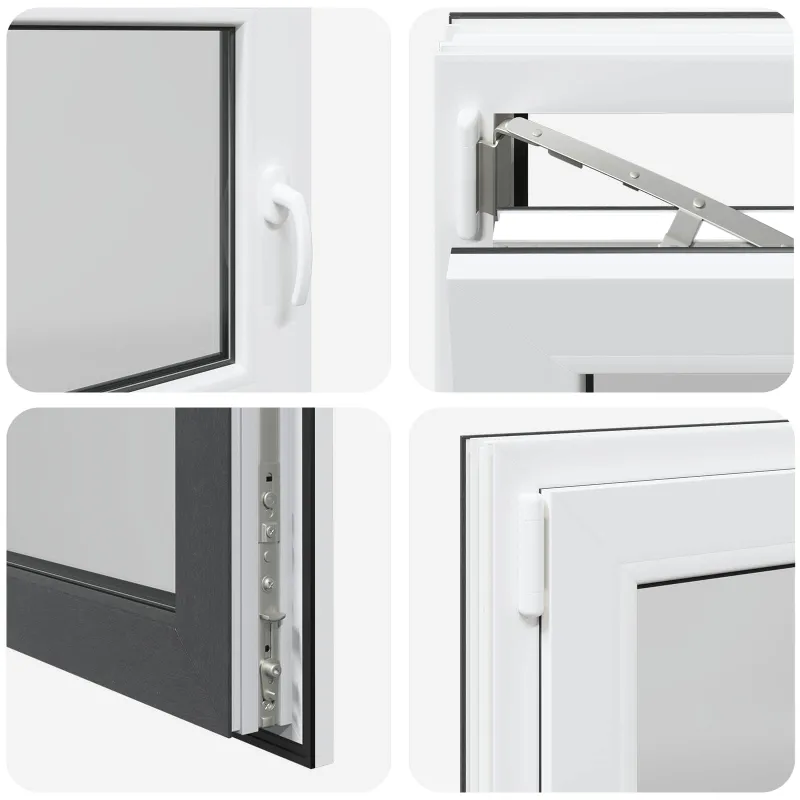 Požeminio lango RISOR 110 x 70 cm PVC ir stiklas Antracito