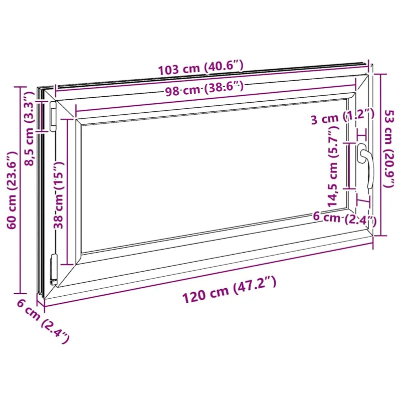 Požeminio lango RISOR 120 x 60 cm PVC ir stiklas Antracito