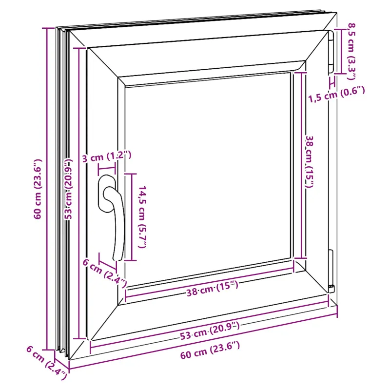 Požeminio lango RISOR 60 x 60 cm PVC ir stiklas Antracito