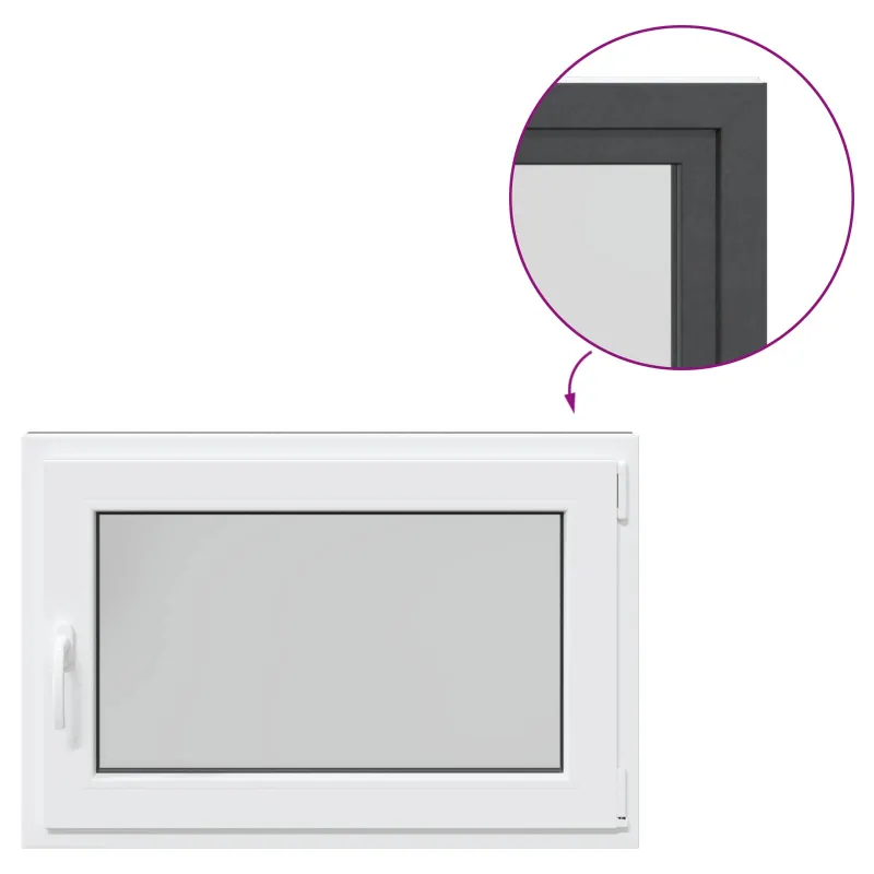 Požeminio lango RISOR 90 x 50 cm PVC ir stiklas Antracito