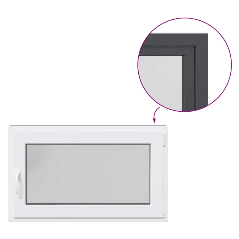 Požeminio lango RISOR 100 x 60 cm PVC ir stiklas Antracito
