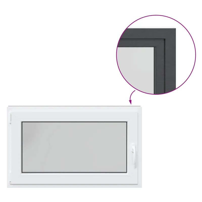 Požeminio lango RISOR 100 x 60 cm PVC ir stiklas Antracito