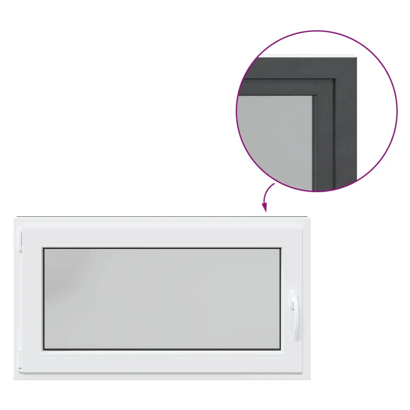 Požeminio lango RISOR 110 x 70 cm PVC ir stiklas Antracito