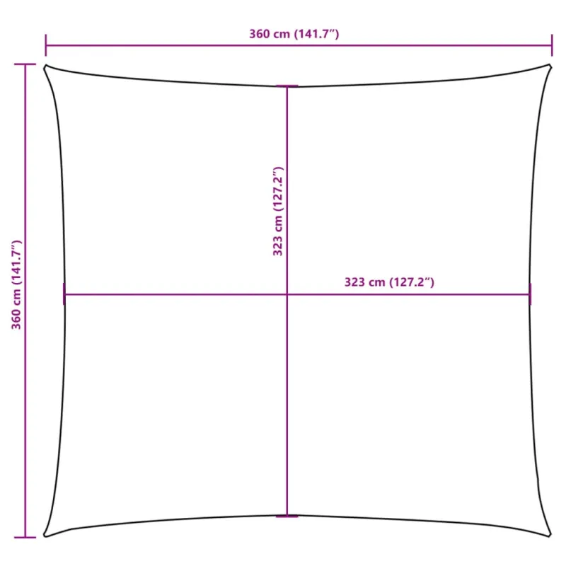 Tentas nuo saulės, oksfordo audinys, kvadr., 3,6x3,6m, terakot.