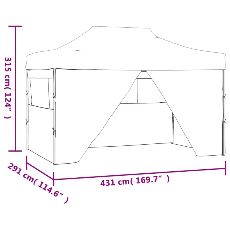 Išskleidžiama palapinė su 4 šon. sienomis, 3x4,5m, krem. balta