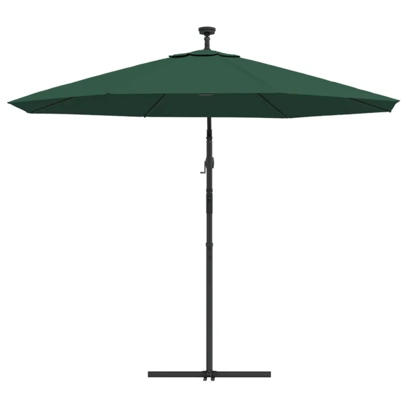 Pakabinamas skėtis su LED, žalias, 300cm, metalinis kotas