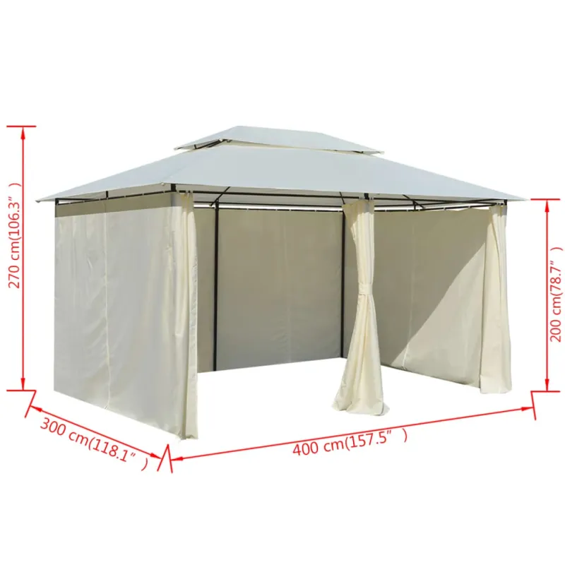Sodo palapinė su užuolaidomis, 4x3m, balta