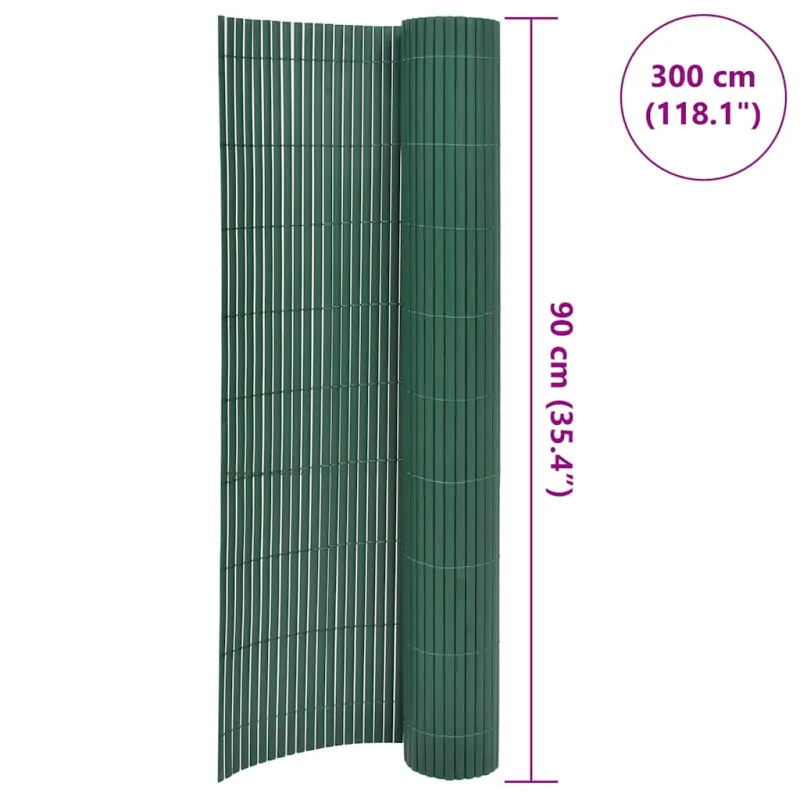 Dvipusė sodo tvora, žalia, 90x300cm, PVC