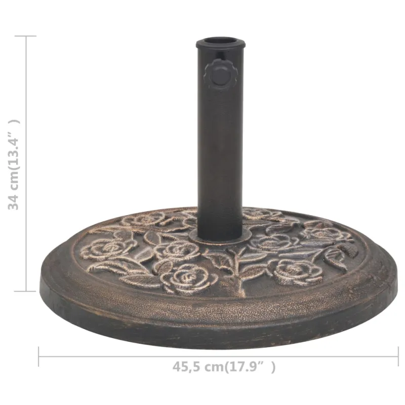 Skėčio stovas iš dervos, apvalus, bronzinis, 9 kg