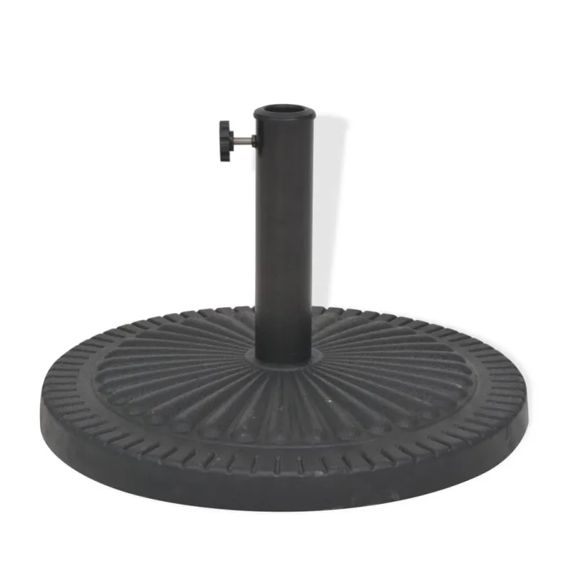 Skėčio stovas iš dervos, apvalus, juodas, 14 kg