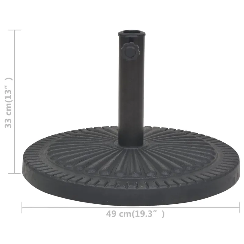 Skėčio stovas iš dervos, apvalus, juodas, 14 kg