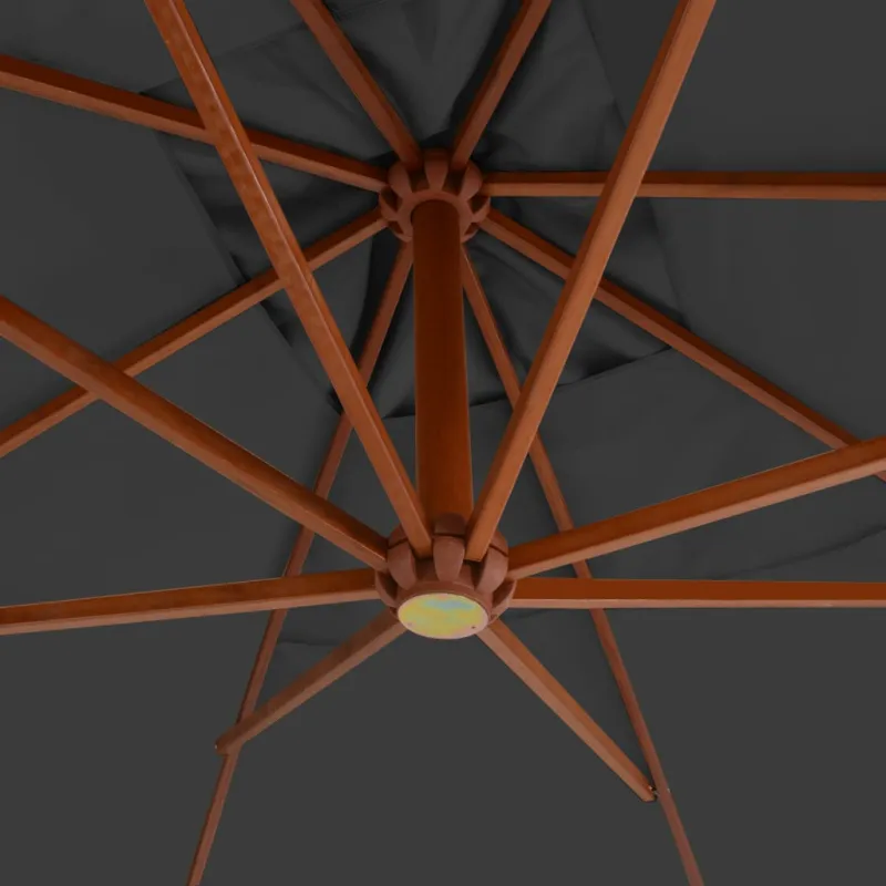 Gembinis sodo skėtis su mediniu stulpu, antracito, 400x300cm