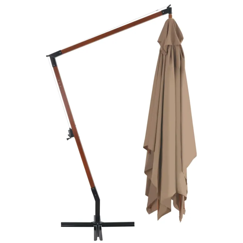 Gembinis sodo skėtis su mediniu stulpu, taupe, 400x300cm