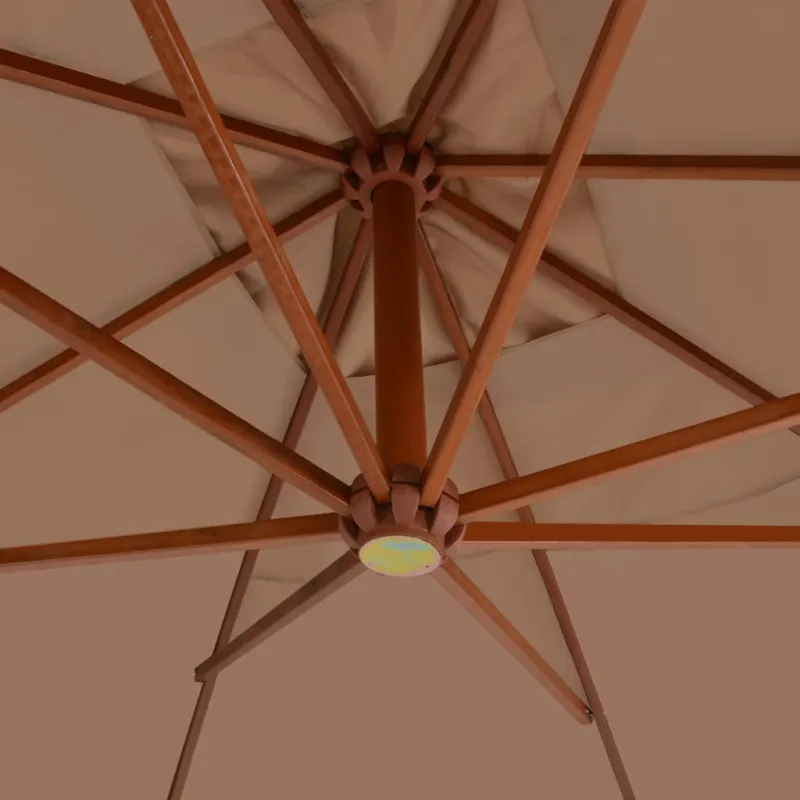 Gembinis sodo skėtis su mediniu stulpu, taupe, 400x300cm