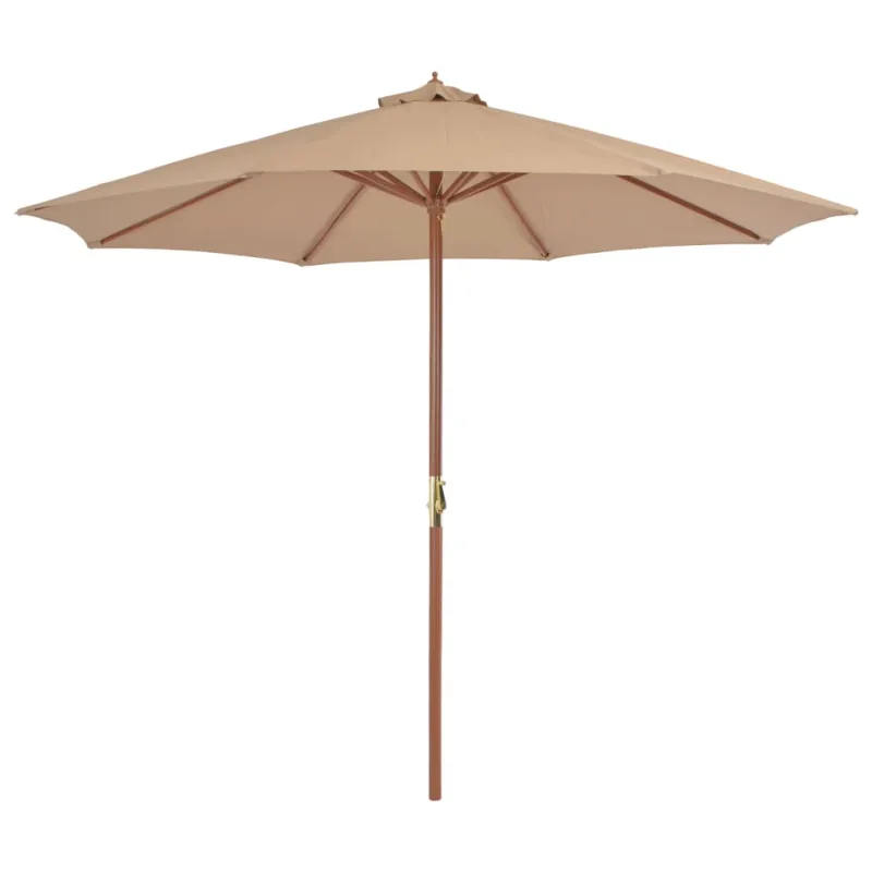 Lauko skėtis nuo saulės su mediniu stulpu, taupe spalvos, 300cm