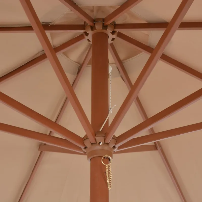 Lauko skėtis nuo saulės su mediniu stulpu, taupe spalvos, 300cm