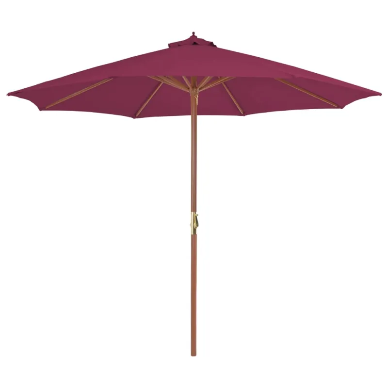 Lauko skėtis nuo saulės su mediniu stulpu, raudonas, 300cm