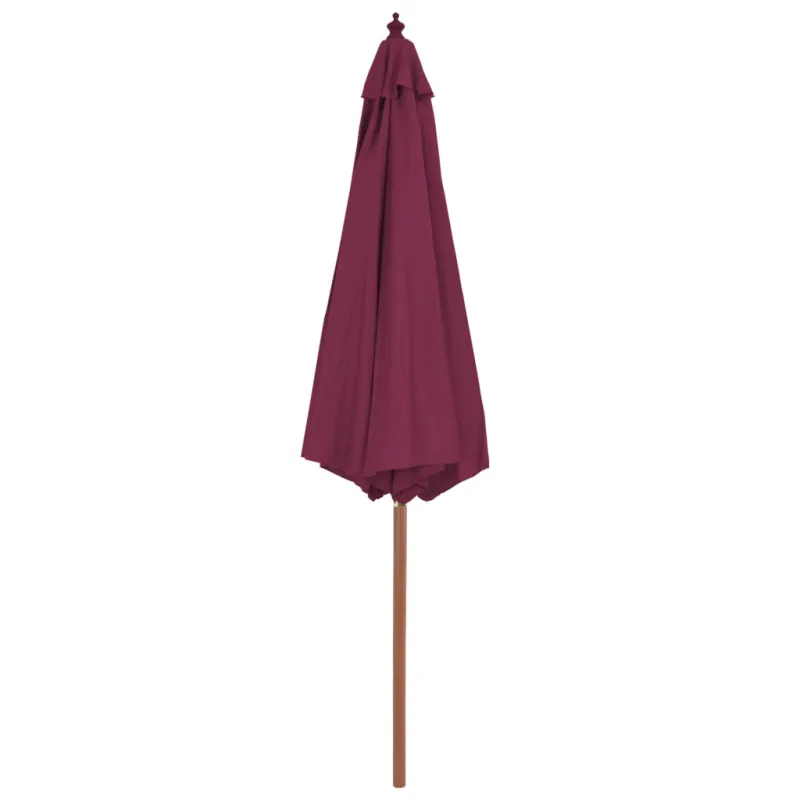 Lauko skėtis nuo saulės su mediniu stulpu, raudonas, 300cm