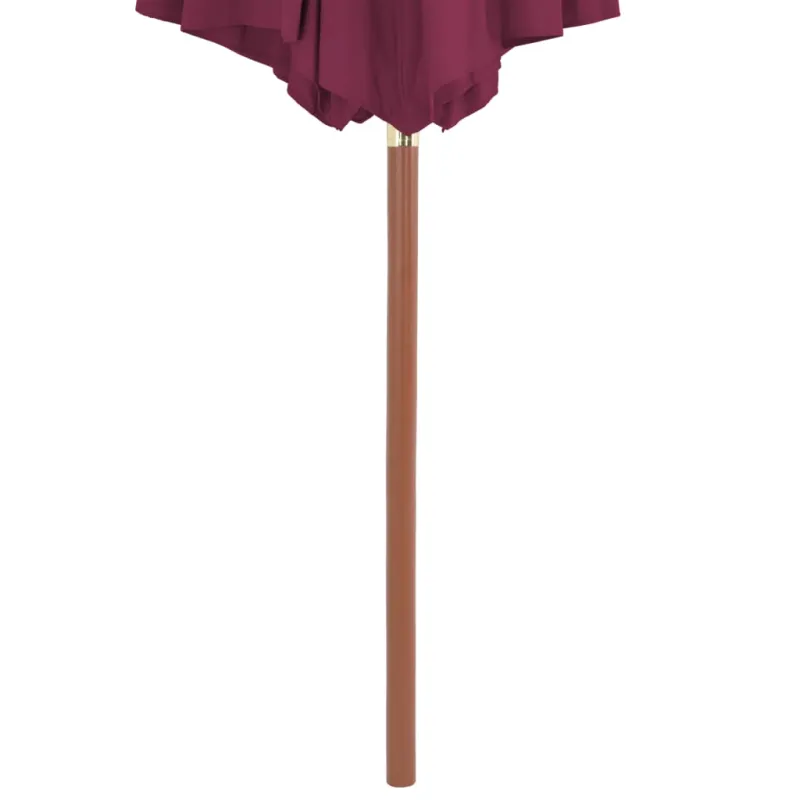 Lauko skėtis nuo saulės su mediniu stulpu, raudonas, 300cm