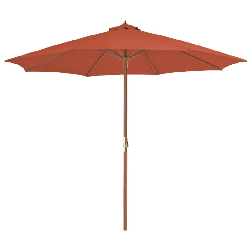 Lauko skėtis nuo saulės su mediniu stulpu, terakota, 300cm