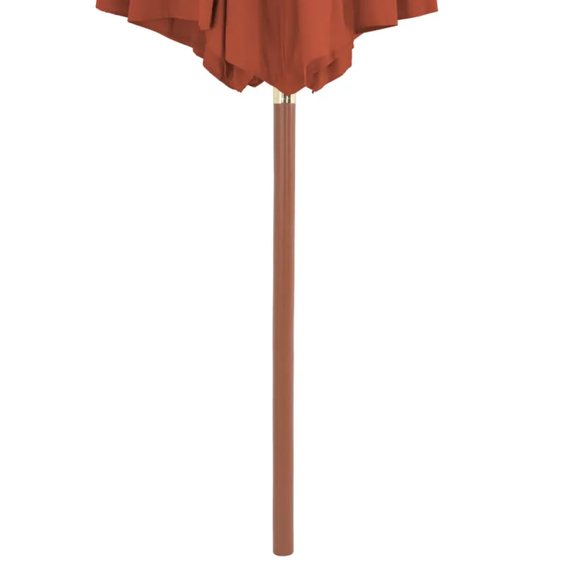 Lauko skėtis nuo saulės su mediniu stulpu, terakota, 300cm