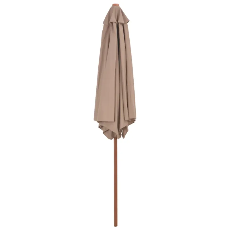 Lauko skėtis nuo saulės su mediniu stulpu, taupe, 270cm