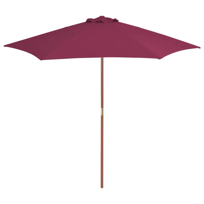 Lauko skėtis nuo saulės su mediniu stulpu, raudonas, 270cm