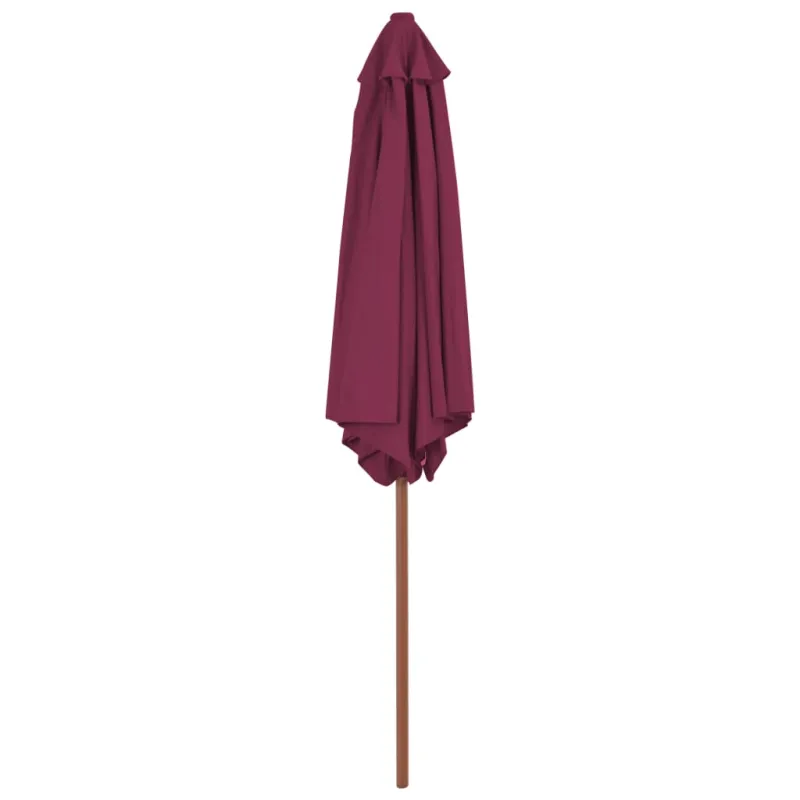 Lauko skėtis nuo saulės su mediniu stulpu, raudonas, 270cm