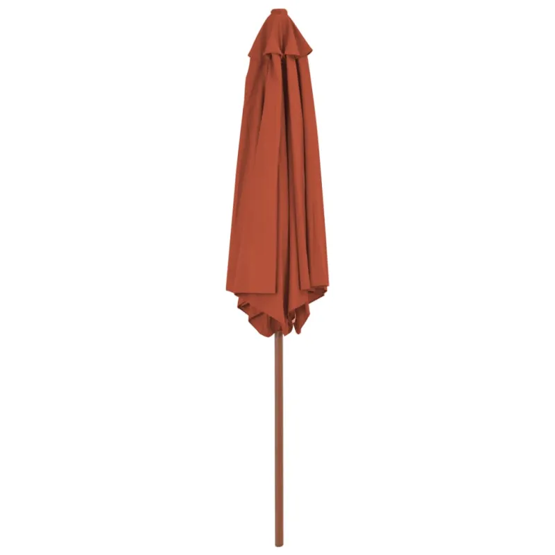 Lauko skėtis nuo saulės su mediniu stulpu, terakota, 270cm