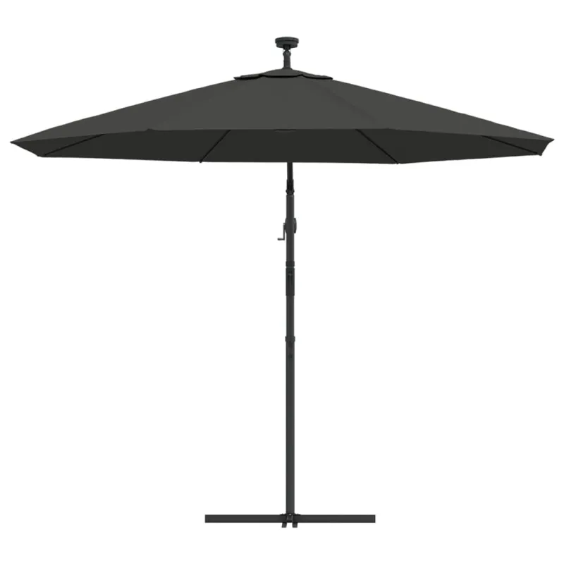 Gembinis skėtis su LED ir plieniniu stulpu, antracito, 300cm