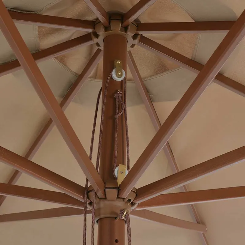 Lauko skėtis nuo saulės su mediniu stulpu, taupe spalvos, 350cm
