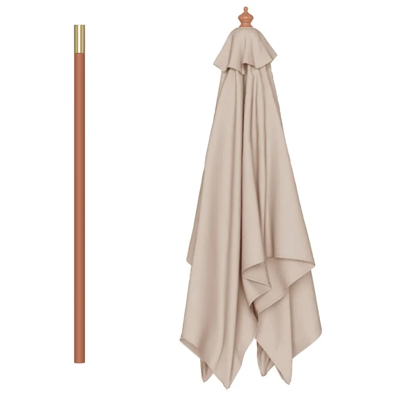Lauko skėtis nuo saulės su mediniu stulpu, taupe, 150x200cm