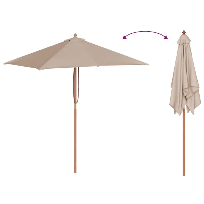 Lauko skėtis nuo saulės su mediniu stulpu, taupe, 150x200cm
