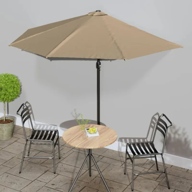 Balkono skėtis su aliuminio stulpu, taupe, 300x155cm, pusinis