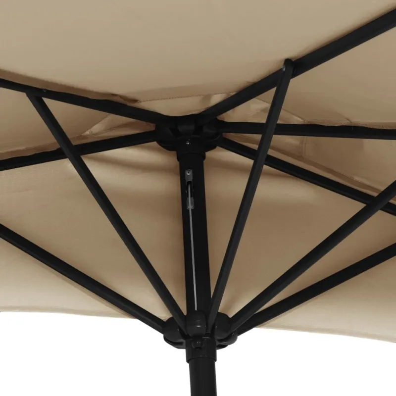 Balkono skėtis su aliuminio stulpu, taupe, 300x155cm, pusinis