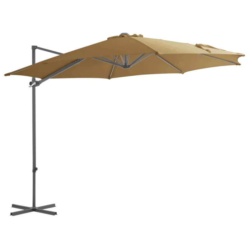 Gembinis sodo skėtis su plieniniu stulpu, taupe, 300cm