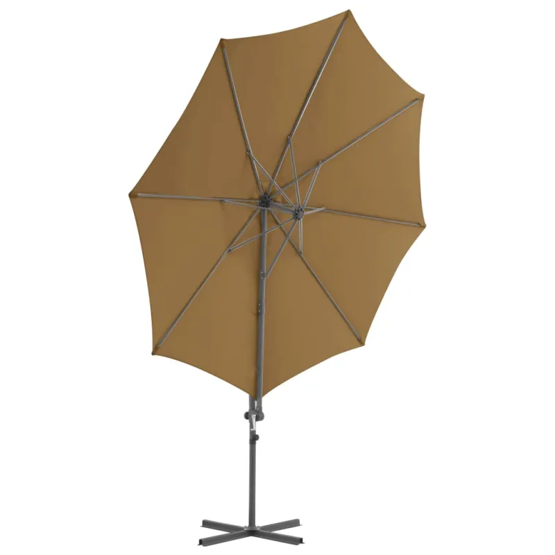 Gembinis sodo skėtis su plieniniu stulpu, taupe, 300cm
