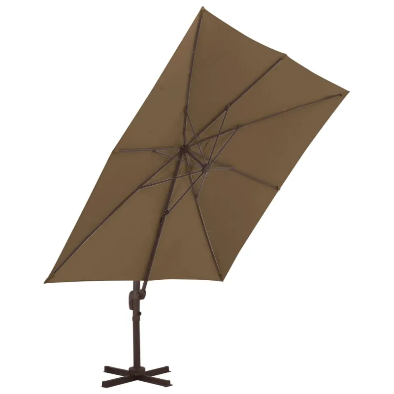 Gembinis sodo skėtis su aliuminio stulpu, taupe, 300x300cm