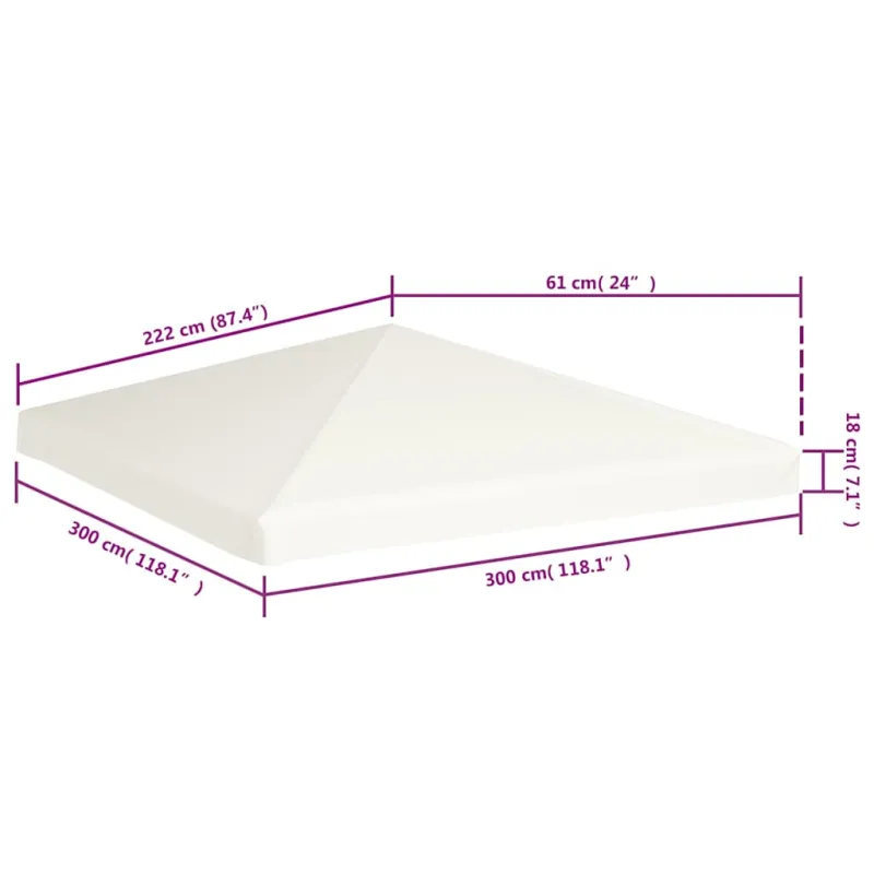 Viršutinis pavėsinės uždangalas, 310 g/m², 3x3m, baltas